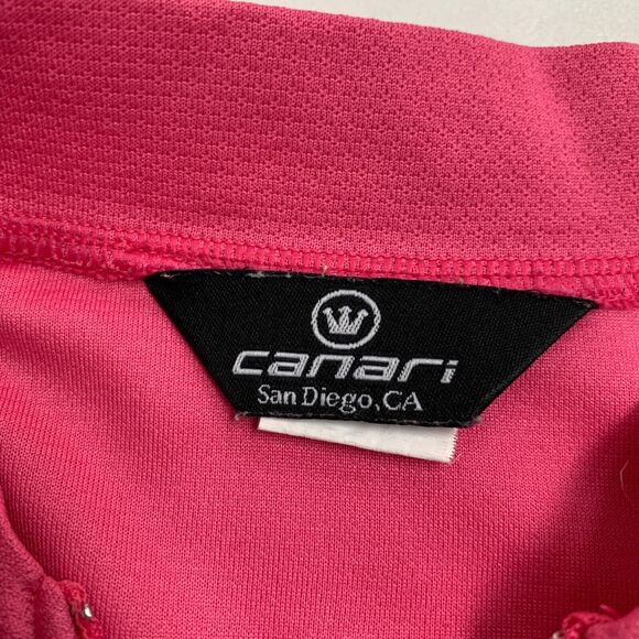 Canari Cycling Shirt Women S Pink Quarter Zip Mock Neck Short Sleeve Back Pocket - Picture 9 of 12